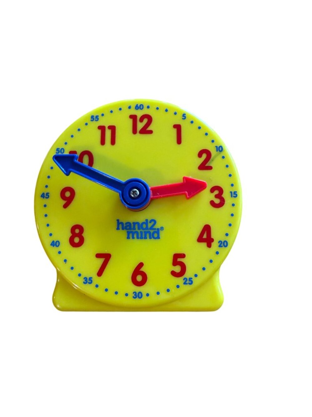 Hand2Mind Learning Clock 4" Yellow Plastic Educational Time Telling Tool School